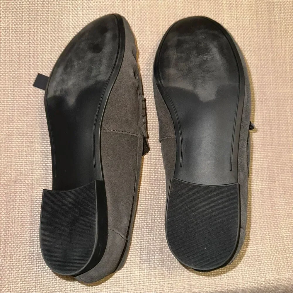 Tahari Women’s 9 Teagan Leather Suede Penny Loafers Dark Brown Gray NWT